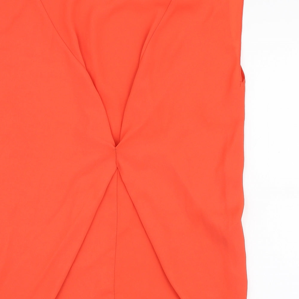 Oasis Womens Red Polyester Basic Blouse Size 8 Round Neck
