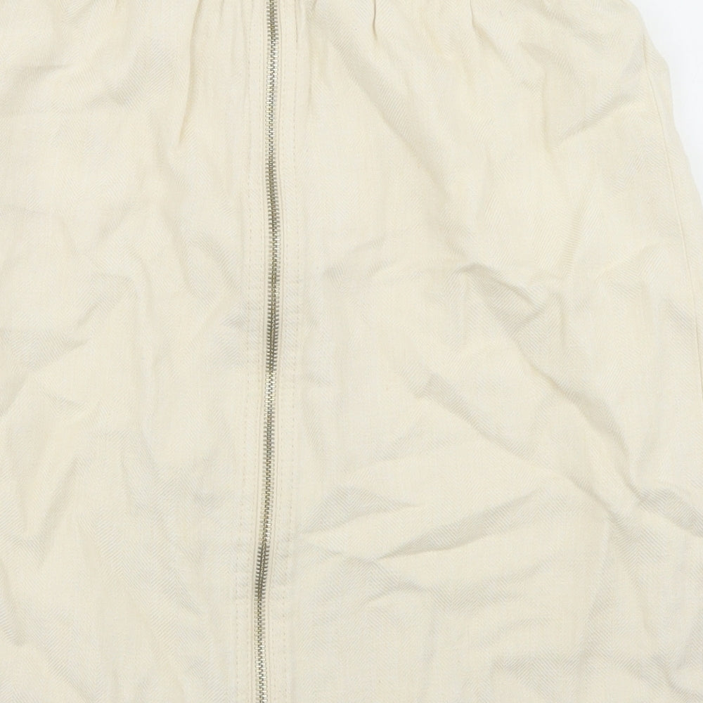 Adam Womens Ivory Linen Straight & Pencil Skirt Size 10 Zip
