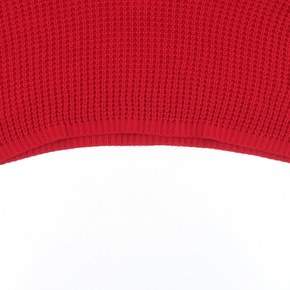 PRETTYLITTLETHING Womens Red Round Neck Acrylic Pullover Jumper Size M