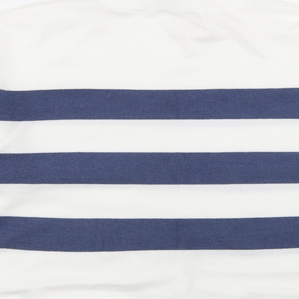 Object Womens White Crew Neck Striped Viscose Pullover Jumper Size L