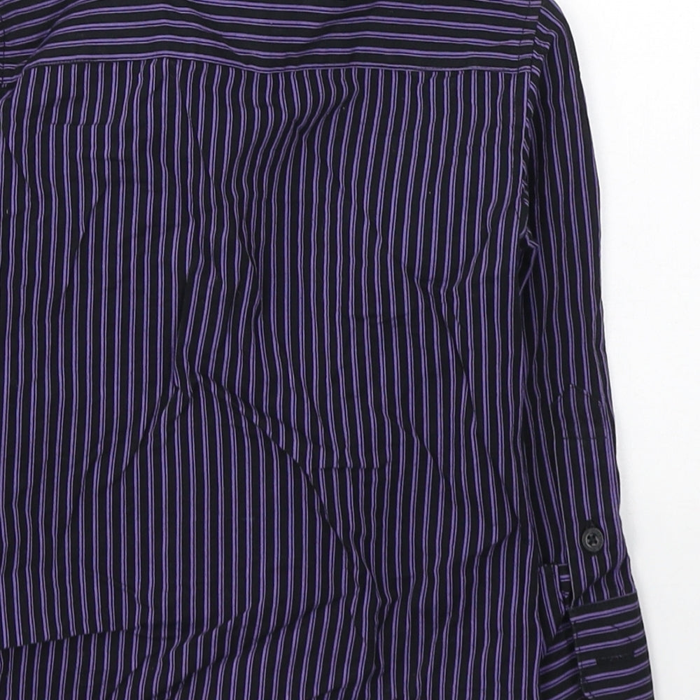 DUCK&DODGE Boys Black Striped Polyester Basic Button-Up Size 2 Years Collared Button