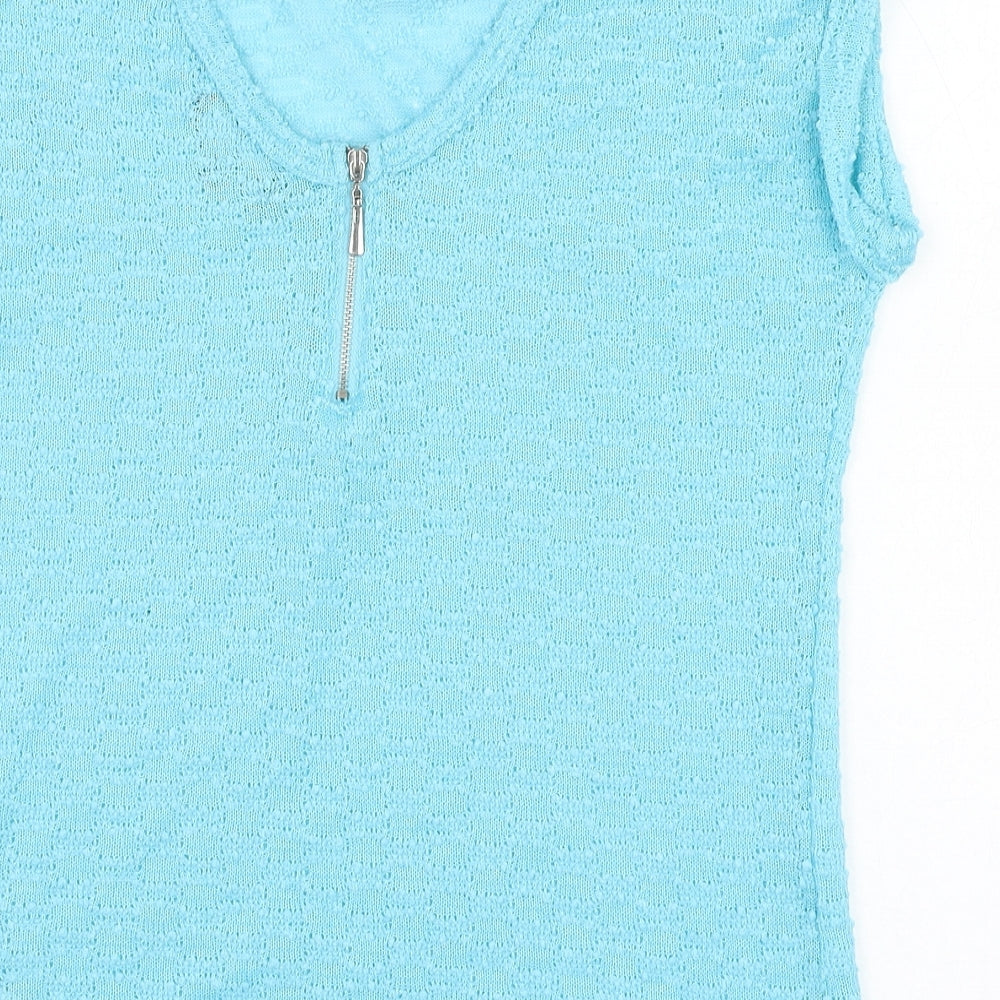 New Look Womens Blue Polyester Basic T-Shirt Size 8 Round Neck