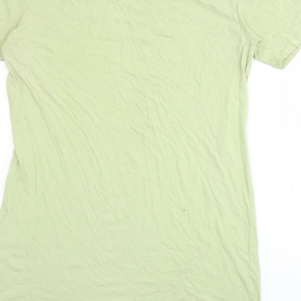 H&M Womens Green Cotton T-Shirt Dress Size XS Crew Neck