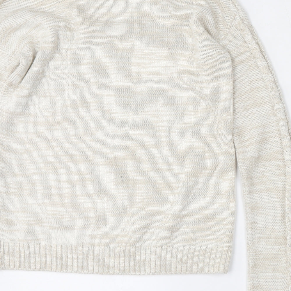 Matalan Womens Beige Round Neck Acrylic Pullover Jumper Size S