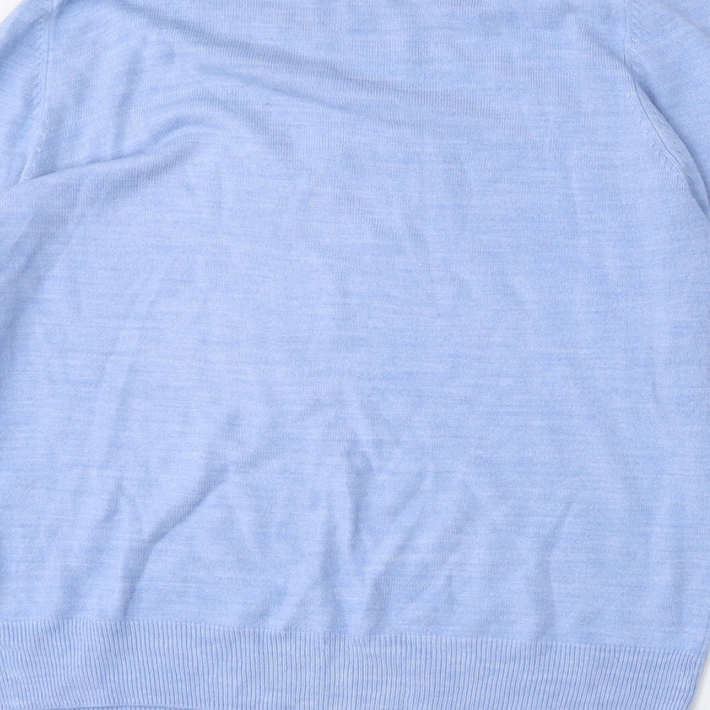 Marks and Spencer Womens Blue Round Neck Polyester Pullover Jumper Size 14