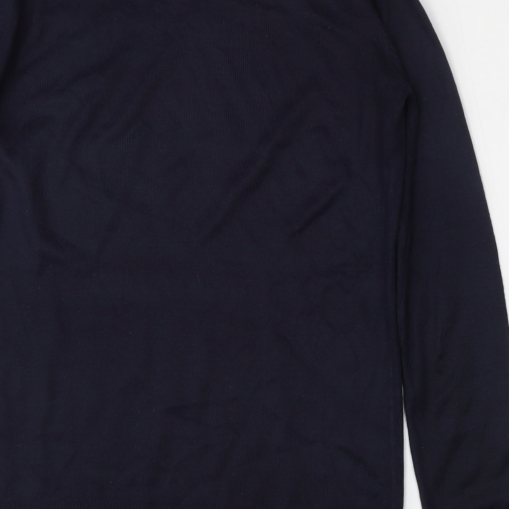 Brave Soul Mens Blue V-Neck Acrylic Pullover Jumper Size S