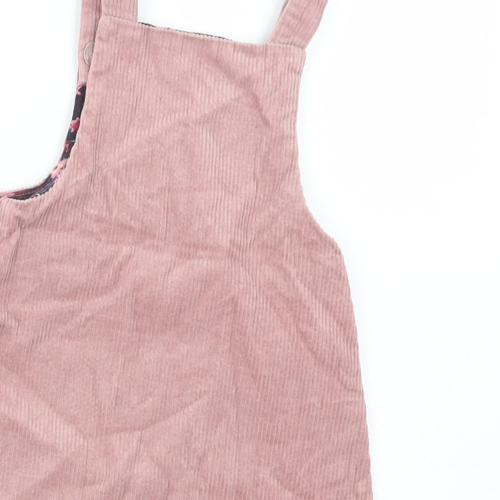 Dunnes Stores Baby Pink Cotton Pinafore/Dungaree Dress Size 18-24 Months Square Neck Button