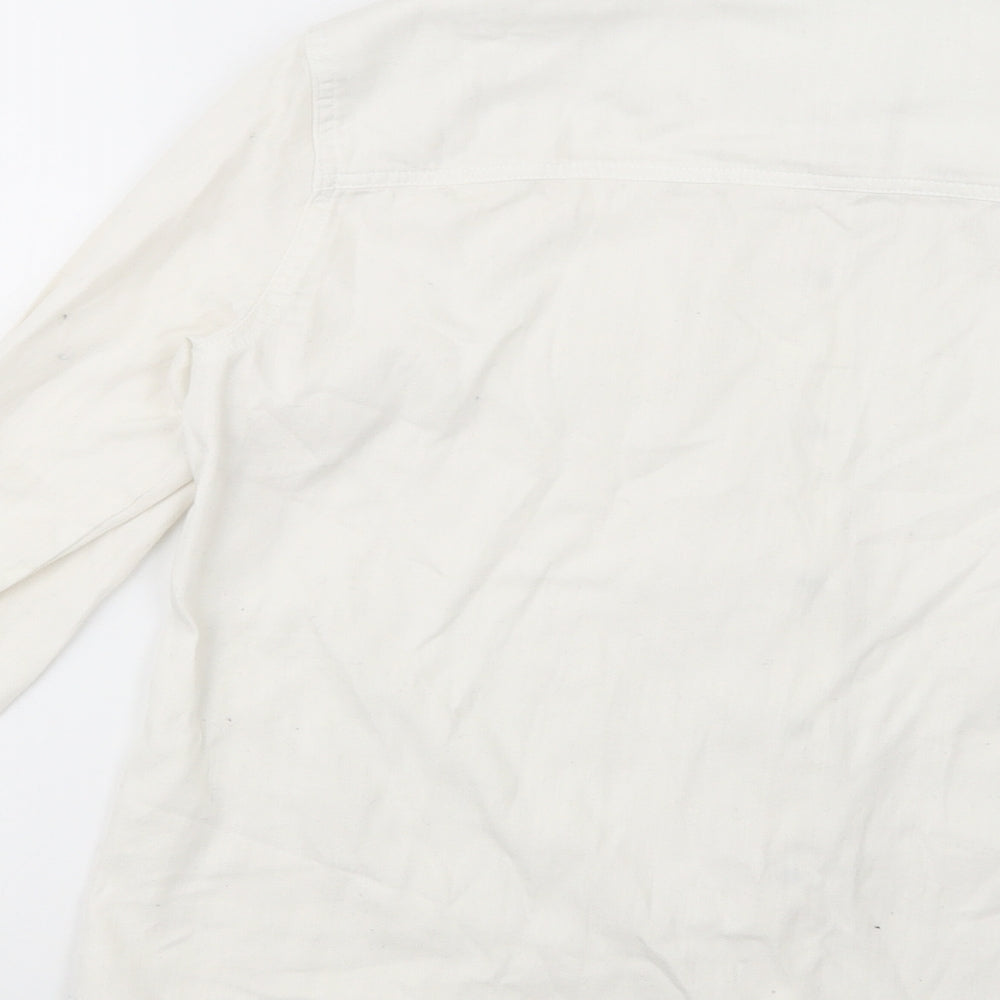 Noisy may Womens Ivory Cotton Basic Button-Up Size M Collared