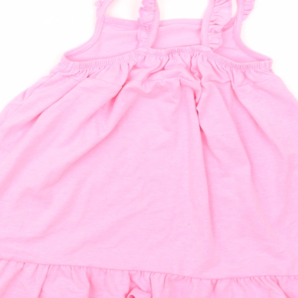 F&F Baby Pink Polyester Tank Dress Size 18 Months Square Neck Pullover
