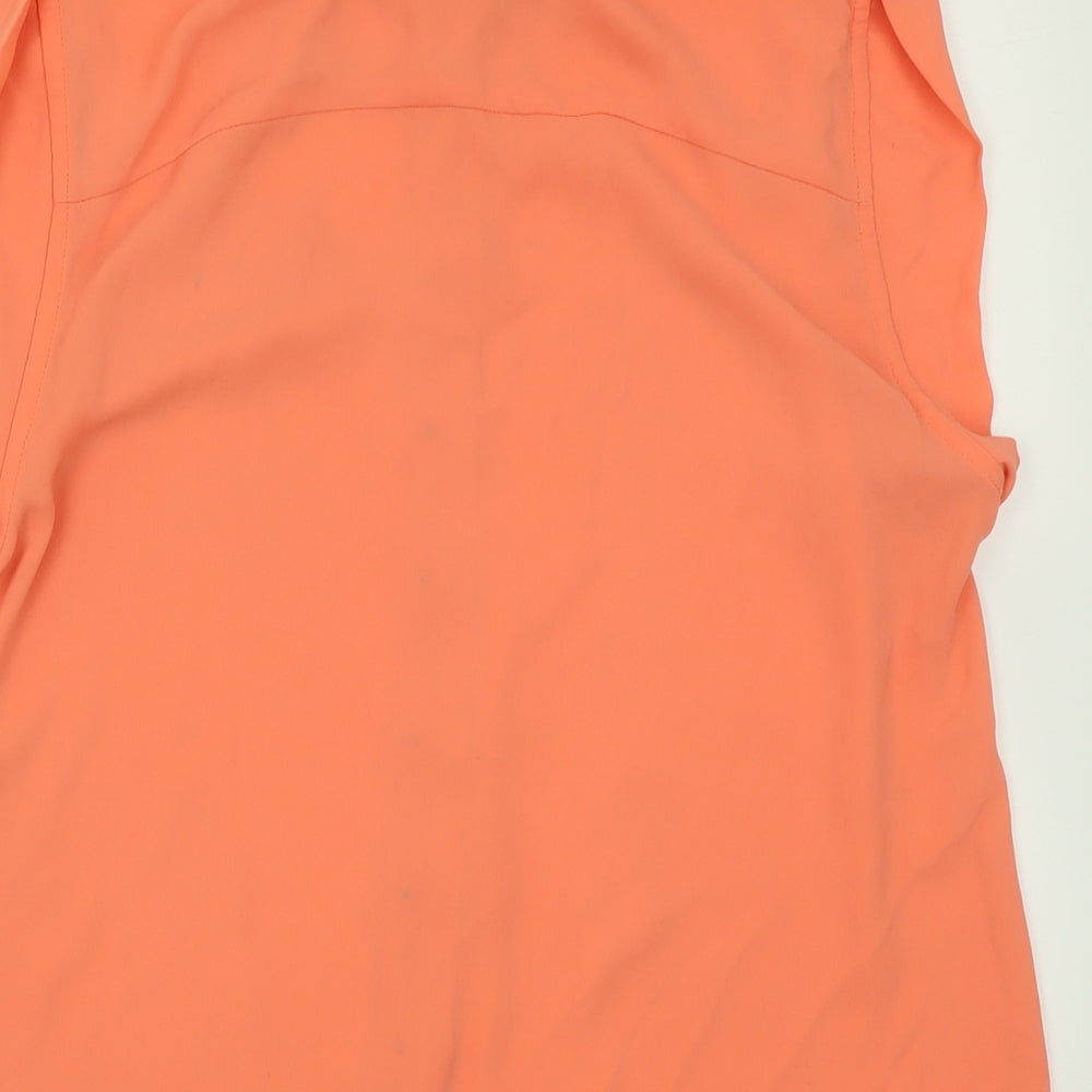 VILA Womens Orange Polyester Basic Button-Up Size L Collared