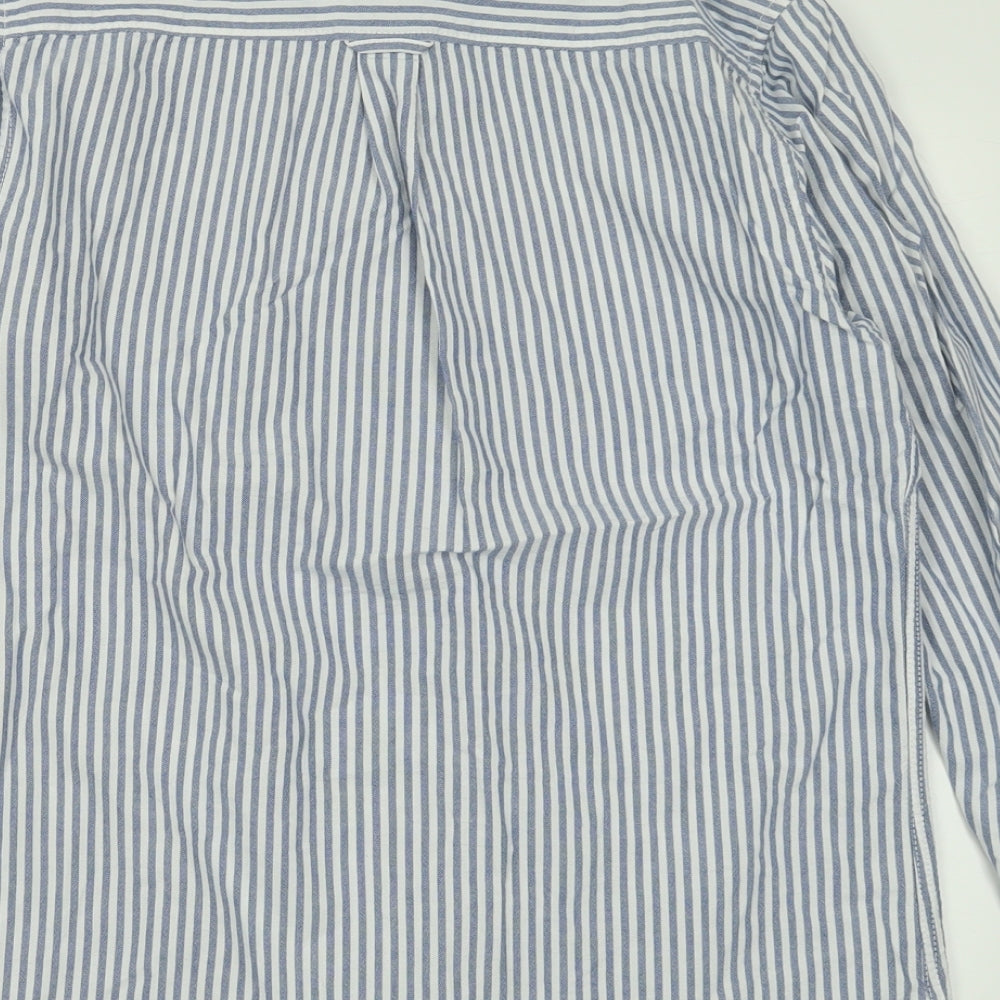 Burton Mens Blue Striped Cotton Button-Up Size M Collared Button