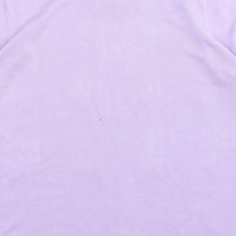 Bonmarché Womens Purple Acrylic Basic T-Shirt Size M Round Neck