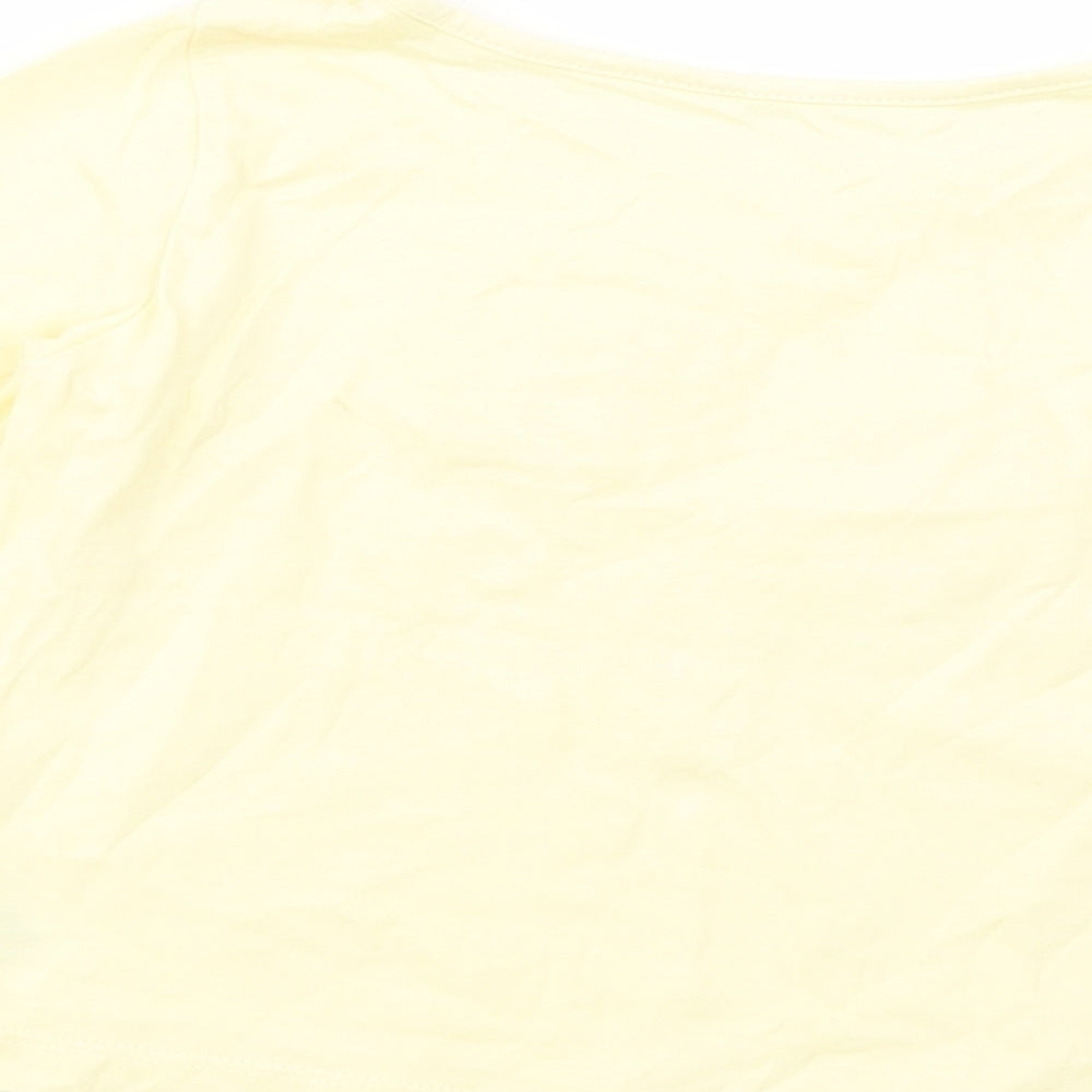 Dunnes Stores Girls Yellow Cotton Pullover T-Shirt Size 3 Years Crew Neck Pullover - Flower Detail