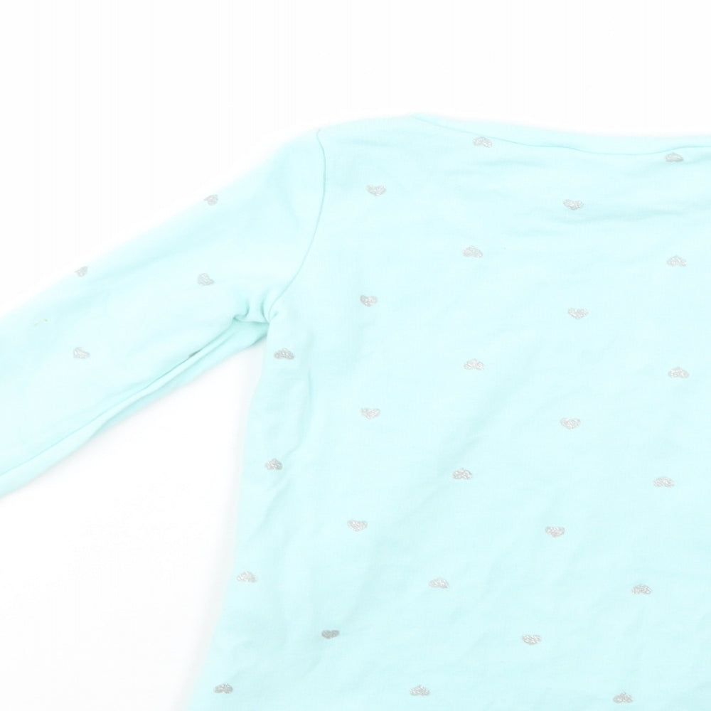 H&M Girls Green Geometric Cotton Pullover Sweatshirt Size 2-3 Years Pullover - Heart Print