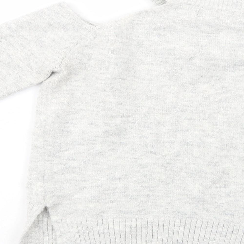 Primark Womens Grey Crew Neck Acrylic Pullover Jumper Size 6 - Cold Shoulder