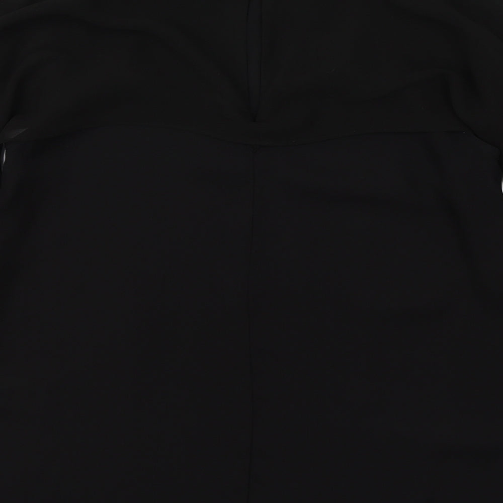 Warehouse Womens Black Polyester Basic Blouse Size 6 Round Neck