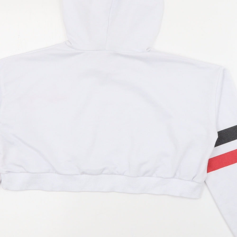 SheIn Womens White Polyester Pullover Hoodie Size S - Cropped