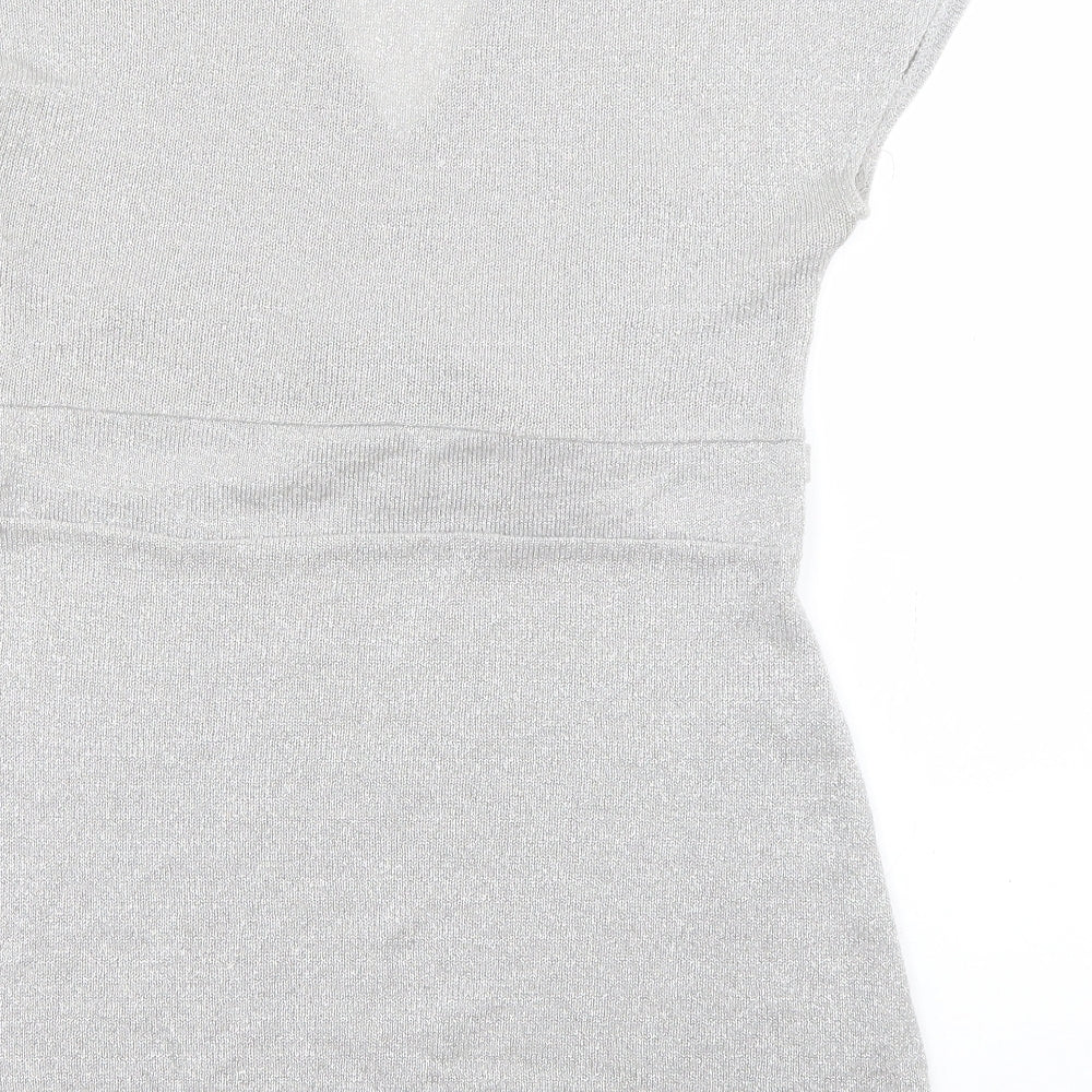 New Look Womens Grey V-Neck Acrylic Pullover Jumper Size 14