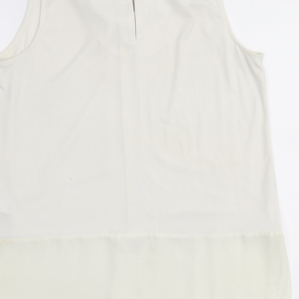 NEXT Womens Ivory Polyester Basic Blouse Size 12 Round Neck
