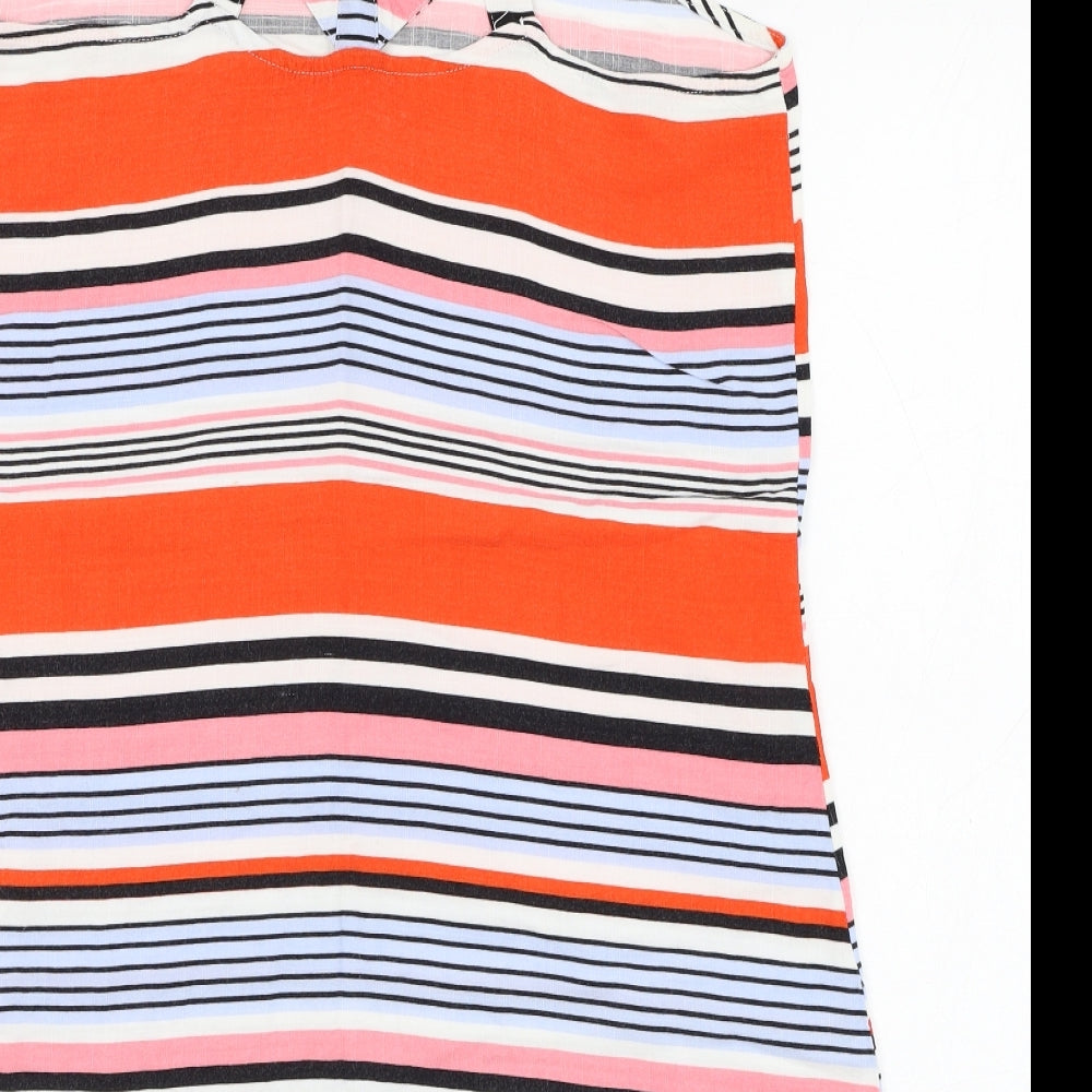 New Look Womens Multicoloured Striped Viscose Basic Tank Size 8 Round Neck