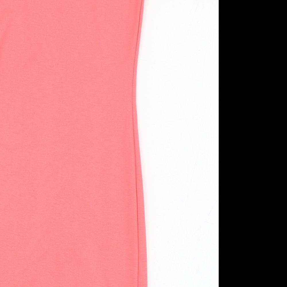 H&M Womens Pink Polyester Pencil Dress Size 6 Round Neck Zip