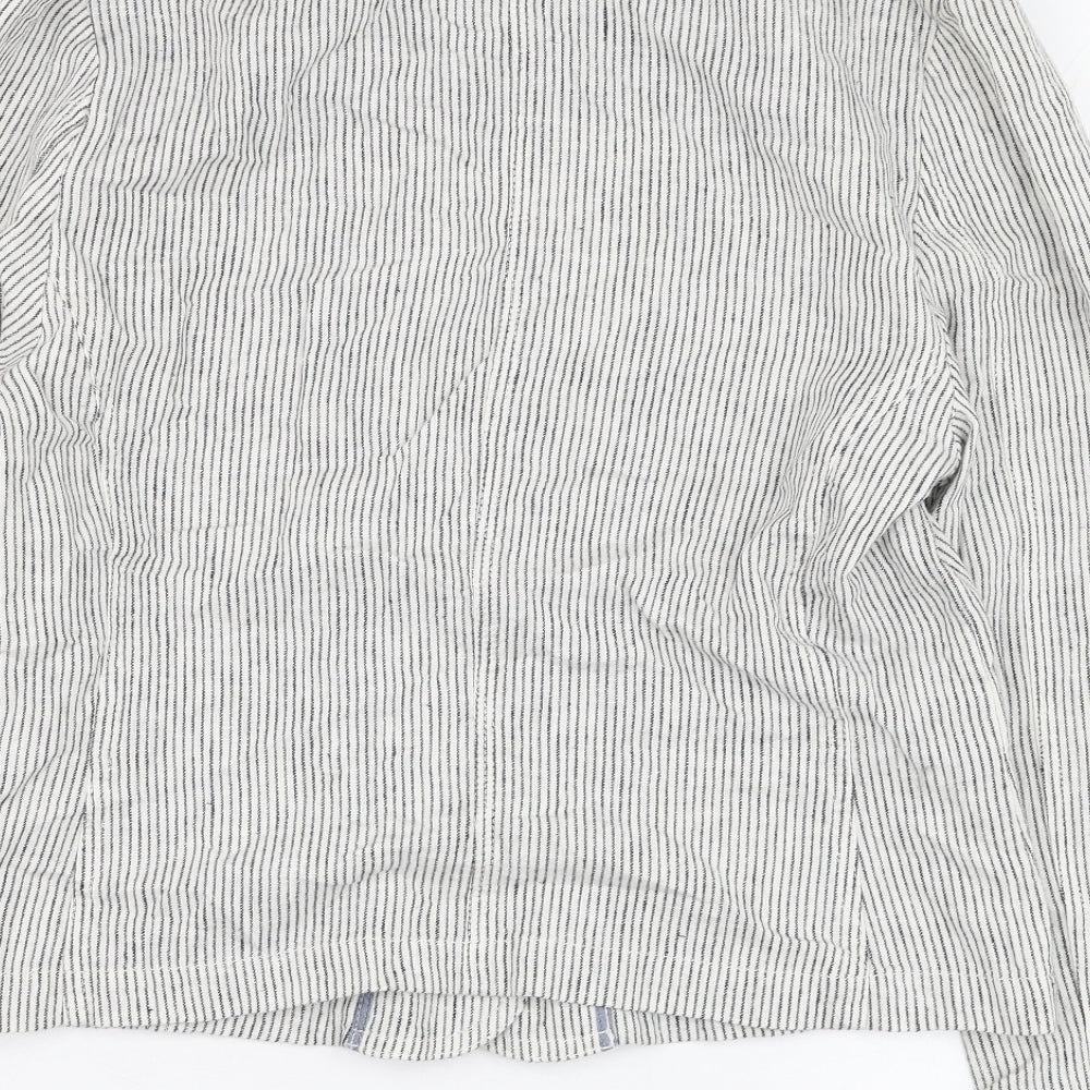 Marks & Spencer Womens Ivory Striped Jacket Blazer Size 12 Button