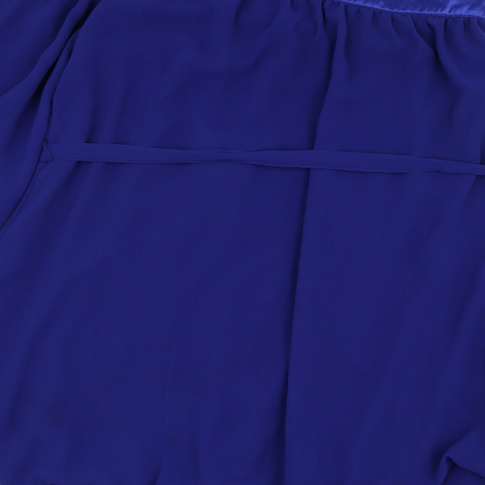 Quiz Womens Blue Polyester Basic Blouse Size 8 One Shoulder