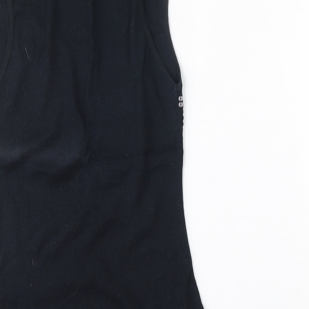 Romeo & Juliet Couture Womens Black Cotton Basic Tank Size L Round Neck