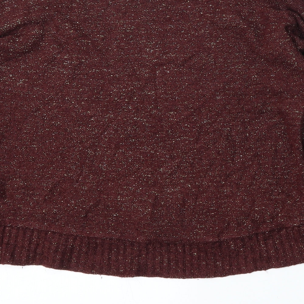 Peacocks Womens Red Round Neck Acrylic Pullover Jumper Size 10