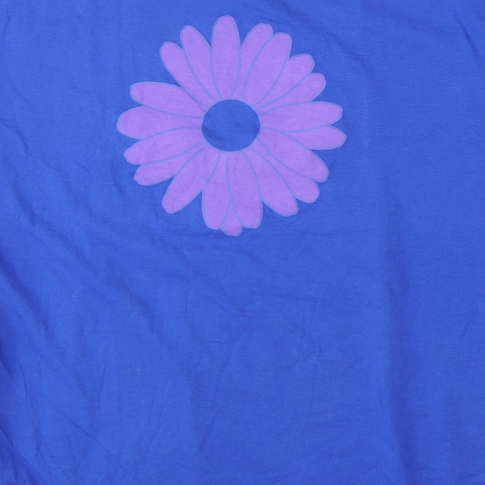 Loren Scott Womens Blue Polyester Basic T-Shirt Size L Round Neck