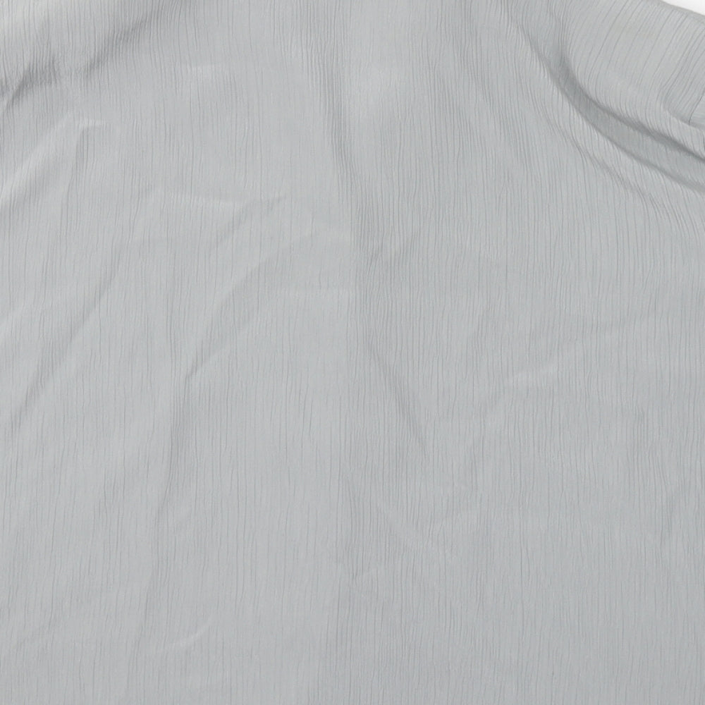 Bertex Womens Silver Polyester Basic Button-Up Size 24 Collared
