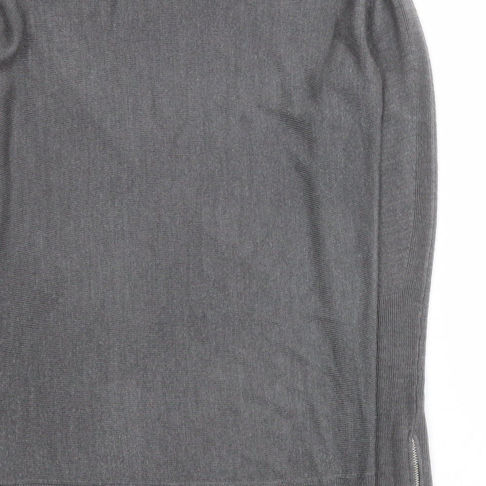 Dorothy Perkins Womens Grey Round Neck Acrylic Pullover Jumper Size 8 - Zip sleeves