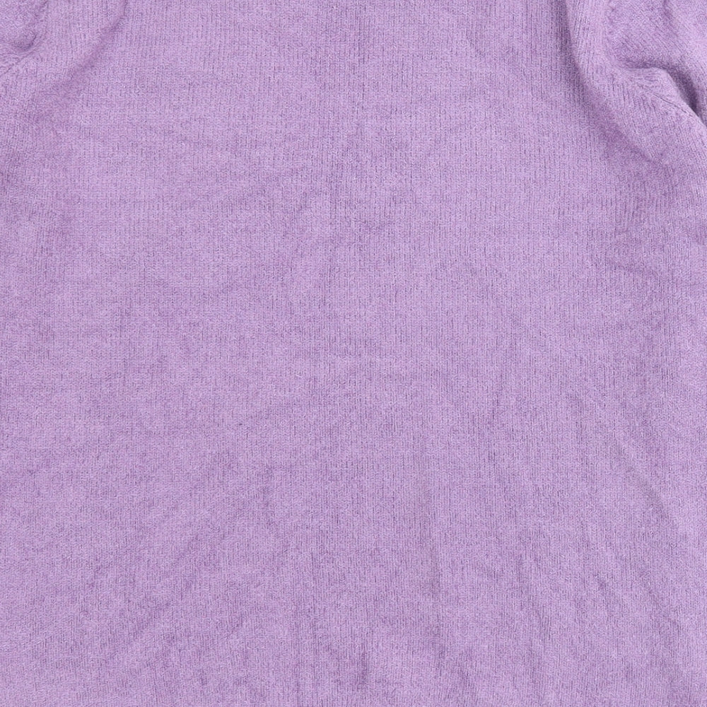 Bonmarché Womens Purple Round Neck Acrylic Pullover Jumper Size S