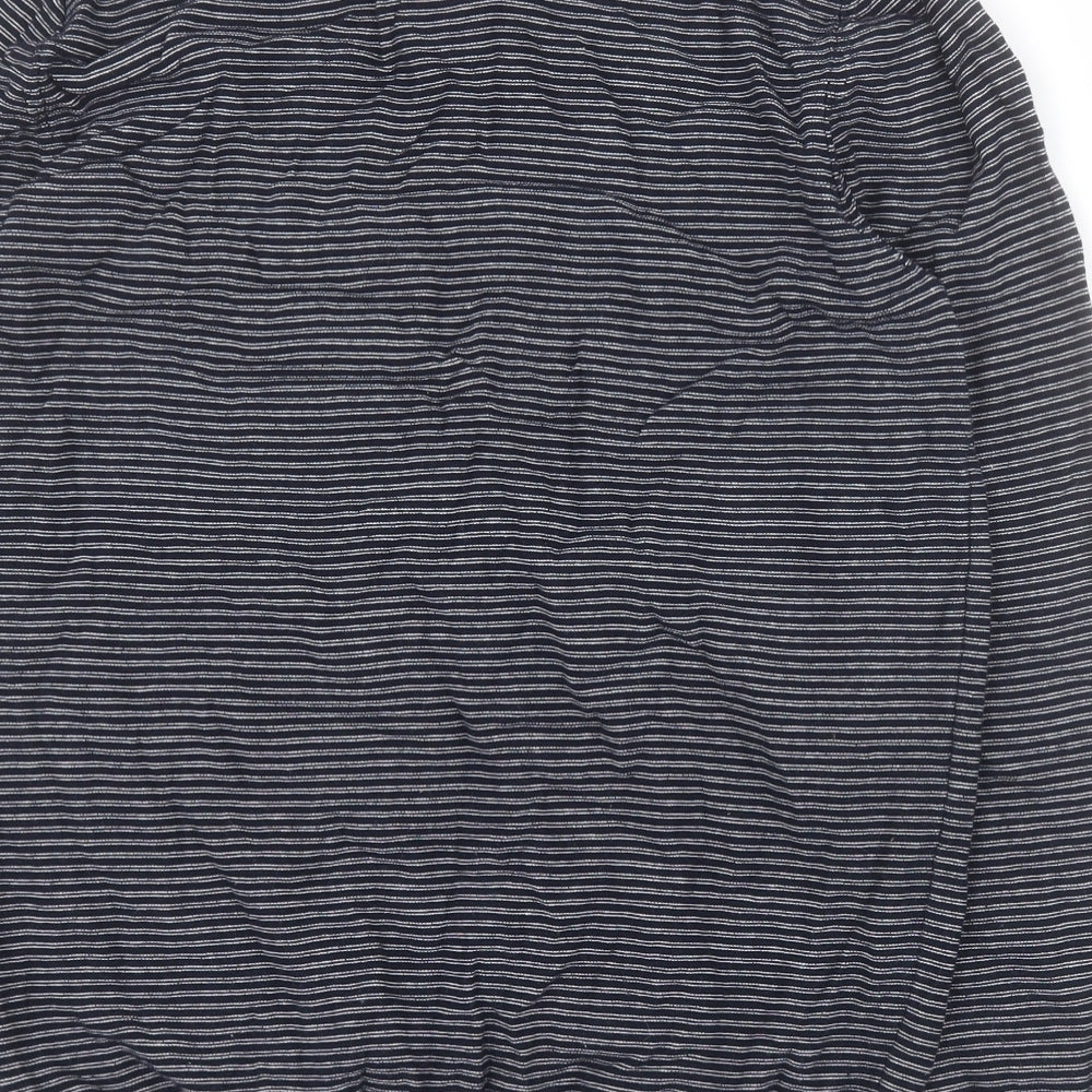 George Womens Blue Round Neck Striped 100% Cotton Pullover Jumper Size M