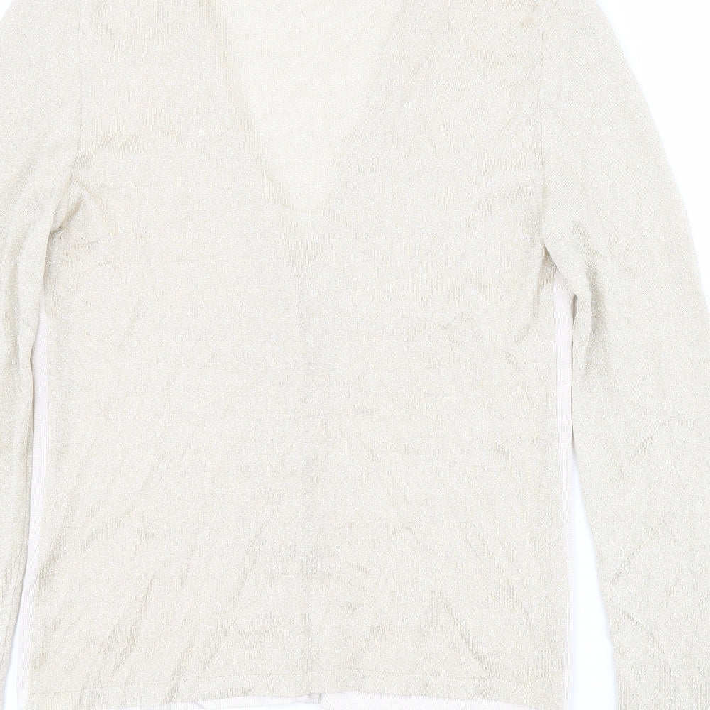 Lil Womens Gold V-Neck Viscose Cardigan Jumper Size M