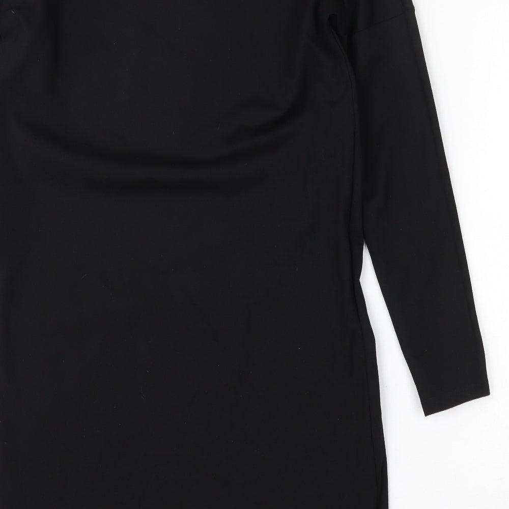 New Look Womens Black Viscose Pencil Dress Size 12 Round Neck
