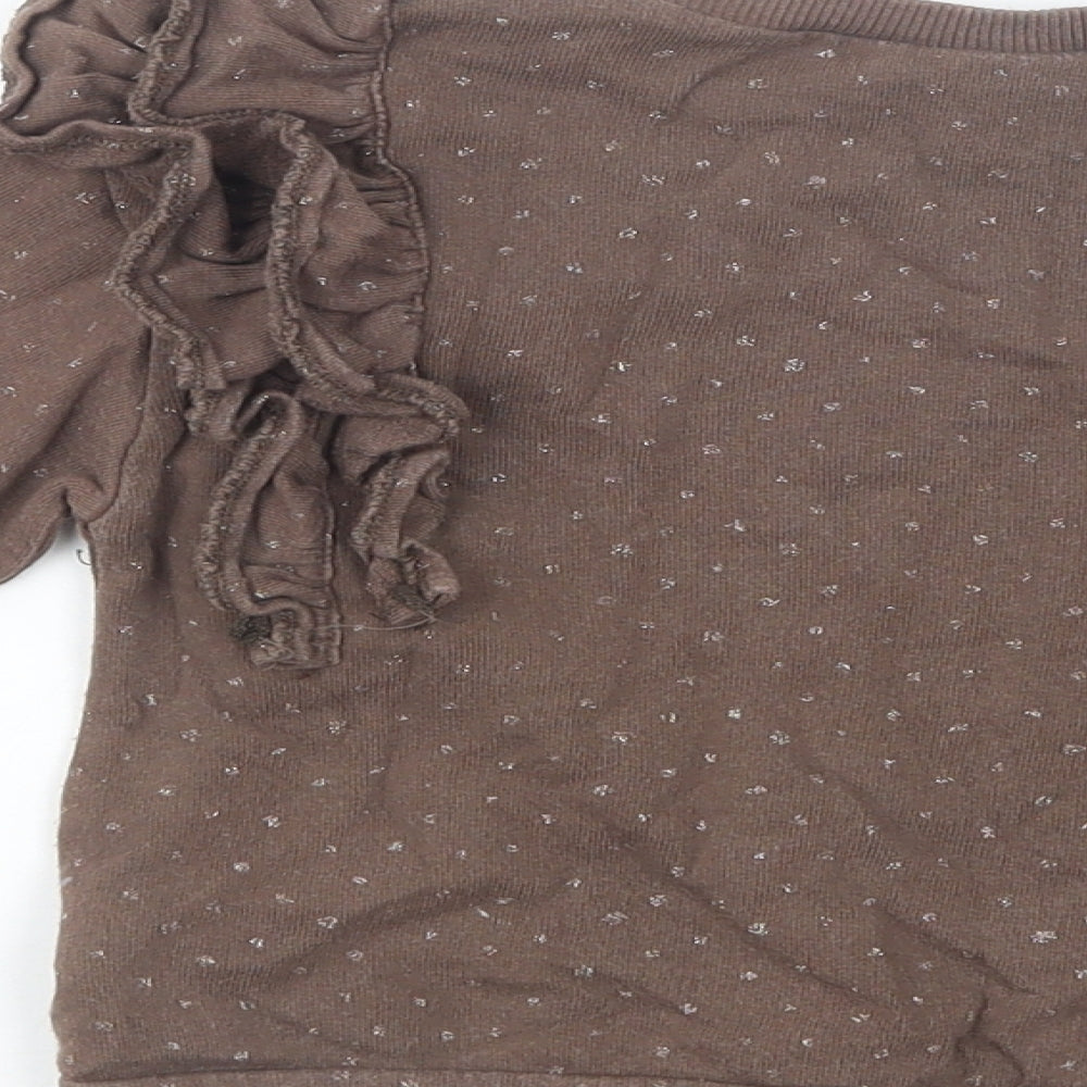 NEXT Girls Brown Geometric Cotton Pullover Sweatshirt Size 2-3 Years Pullover