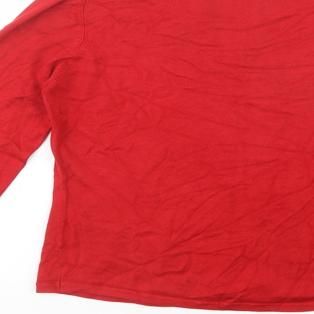 Oasis Womens Red V-Neck Viscose Pullover Jumper Size S