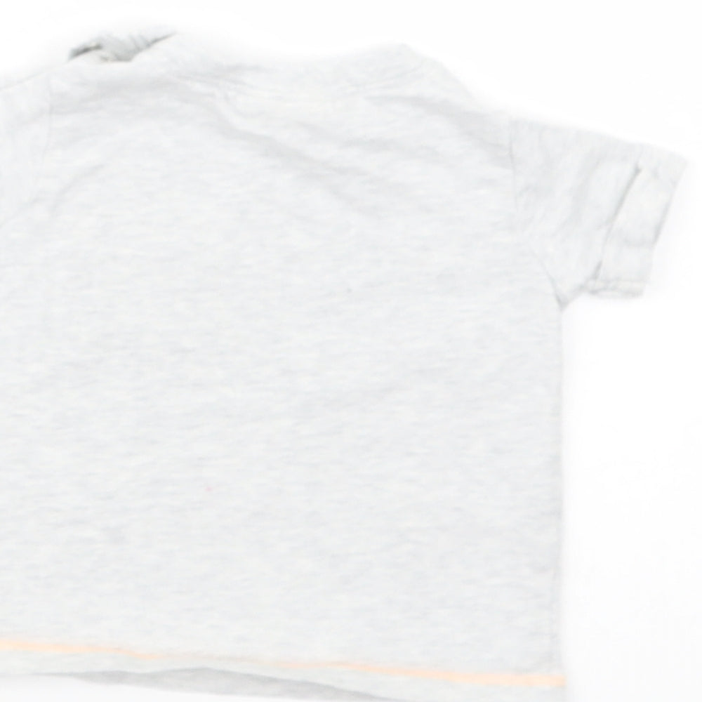 NEXT Baby Grey Cotton Basic T-Shirt Size 0-3 Months Crew Neck Snap