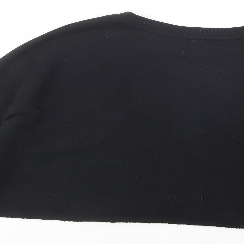 Pull & Bear Womens Black Cotton Pullover Sweatshirt Size S Pullover - Cropped