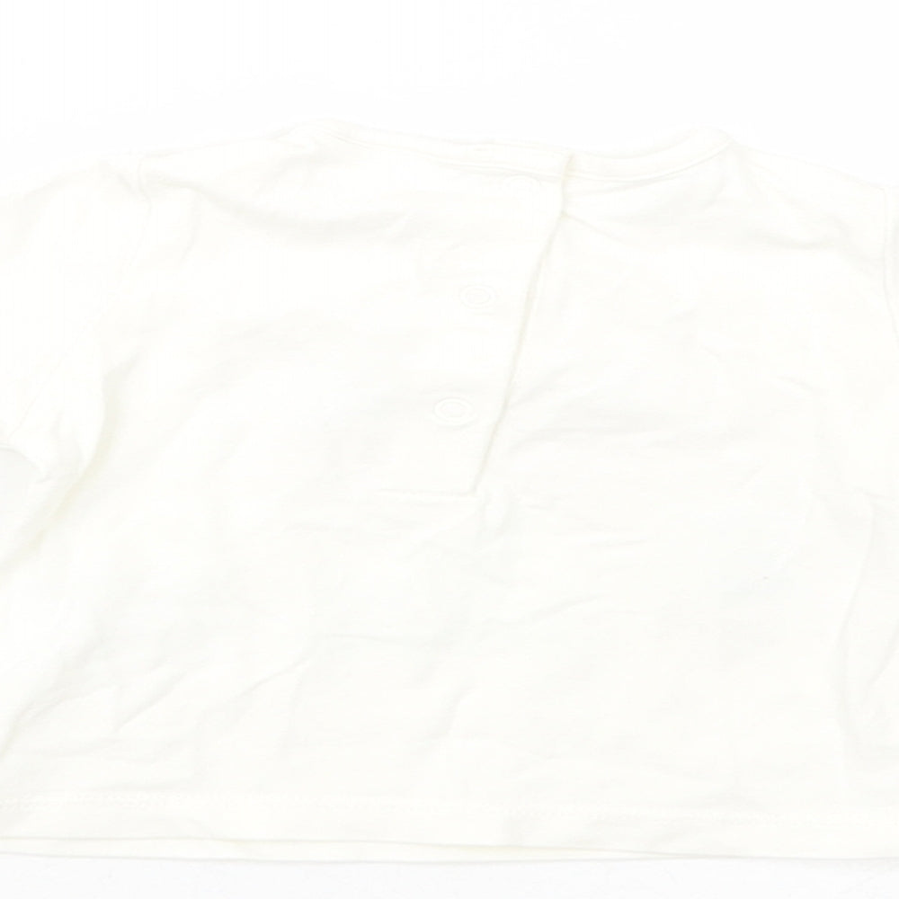 NEXT Baby White Cotton Basic T-Shirt Size Newborn Crew Neck Snap - Dino