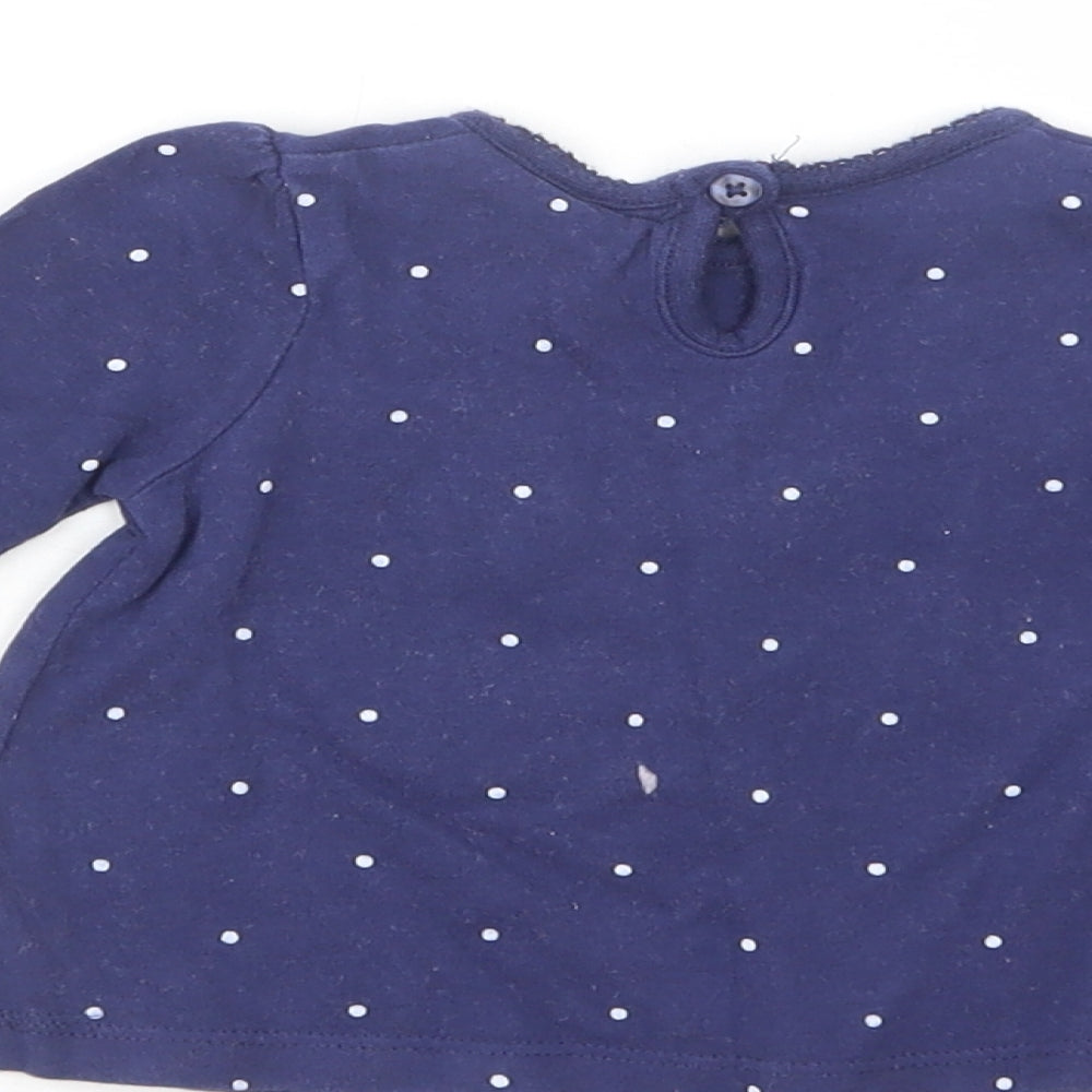 George Baby Blue Polka Dot Cotton Basic Blouse Size 0-3 Months Crew Neck Button