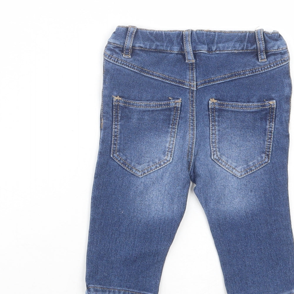 H&M Baby Blue Cotton Jogger Jeans Size 3-6 Months Button