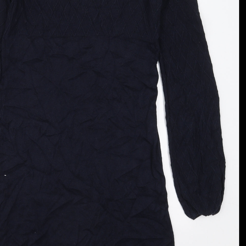 Oasis Womens Blue Cotton Jumper Dress Size XS Round Neck Pullover