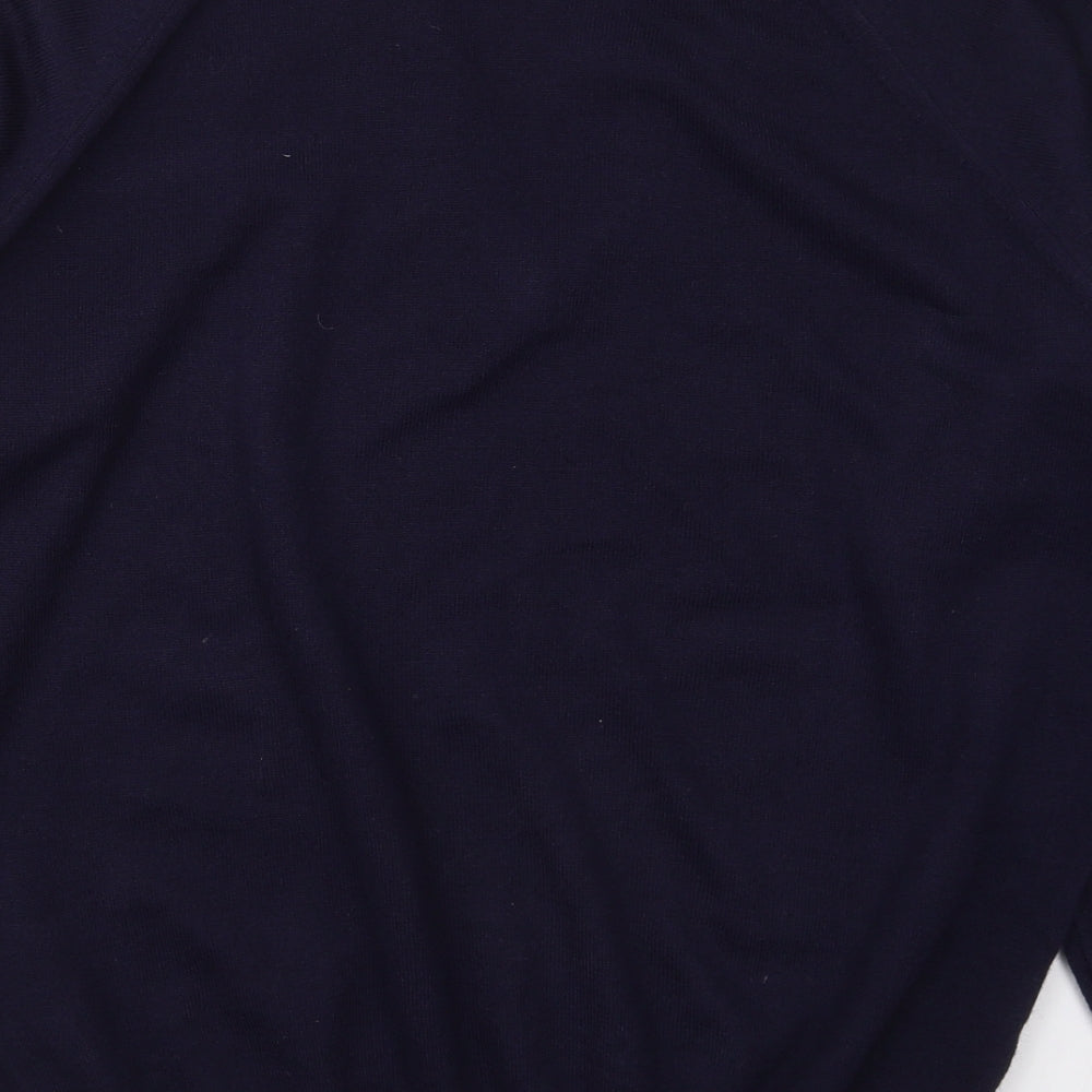 Mens Classic Mens Blue V-Neck Acrylic Pullover Jumper Size L