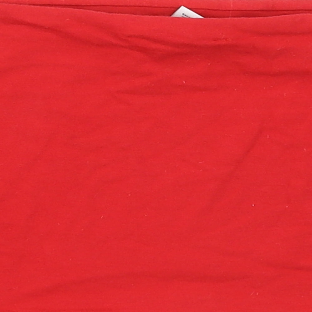 Topshop Womens Red Cotton Cropped Tank Size 10 Round Neck