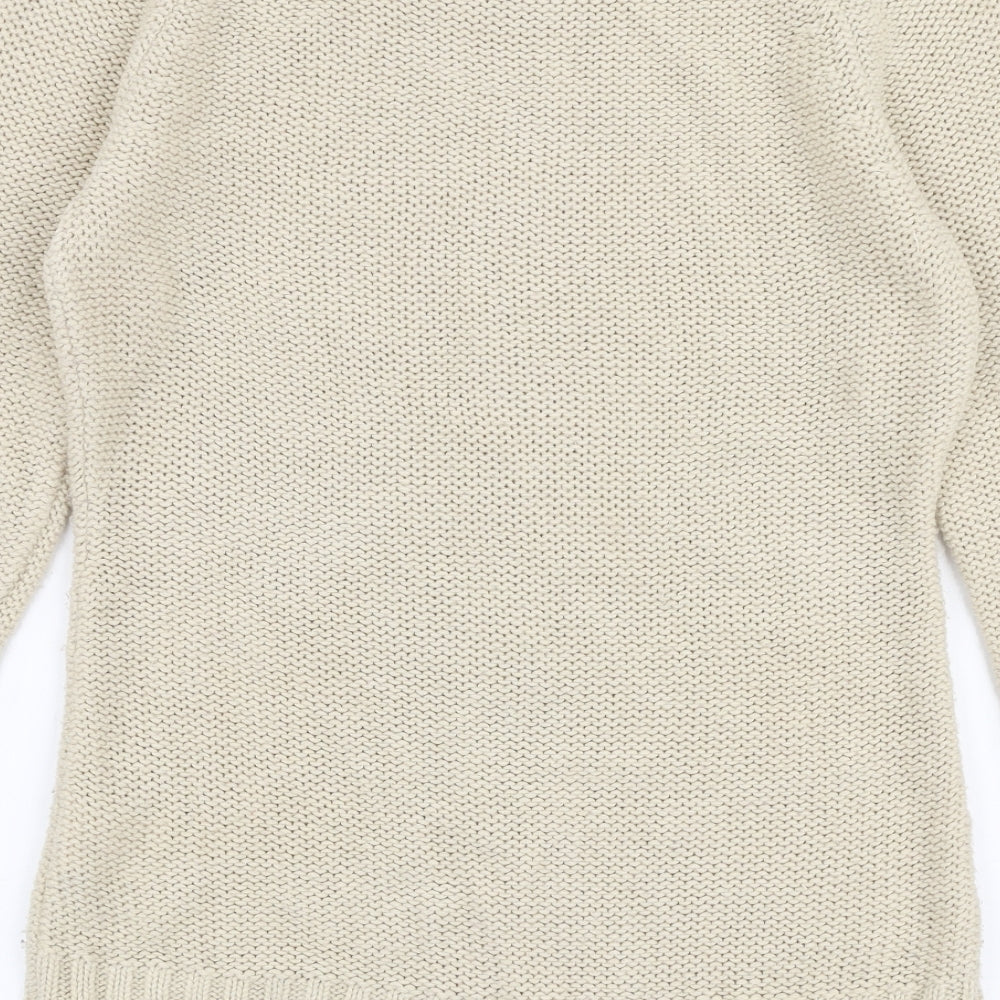 Key Largo Womens Beige Boat Neck Acrylic Pullover Jumper Size M