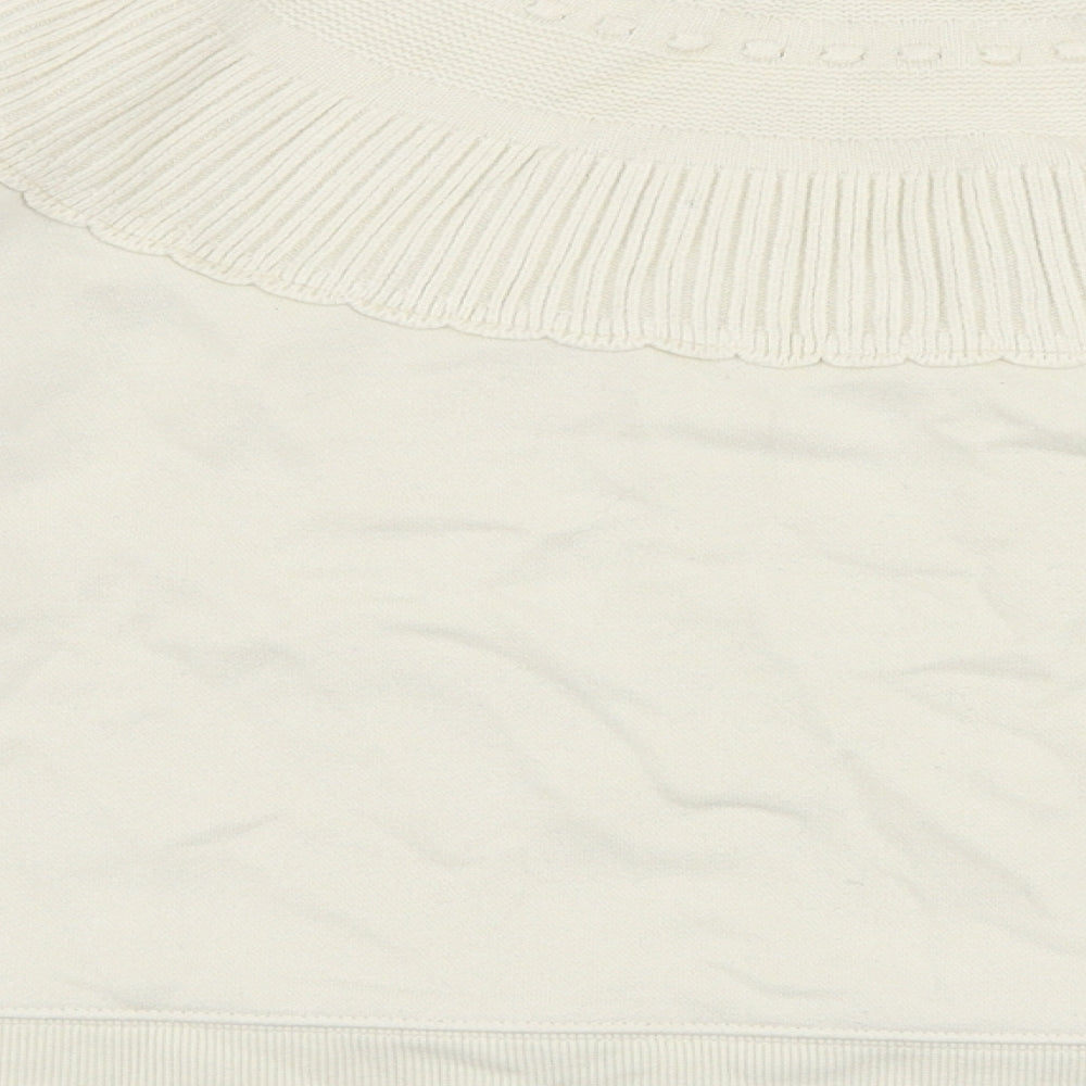 Zara Womens Ivory High Neck Cotton Pullover Jumper Size S