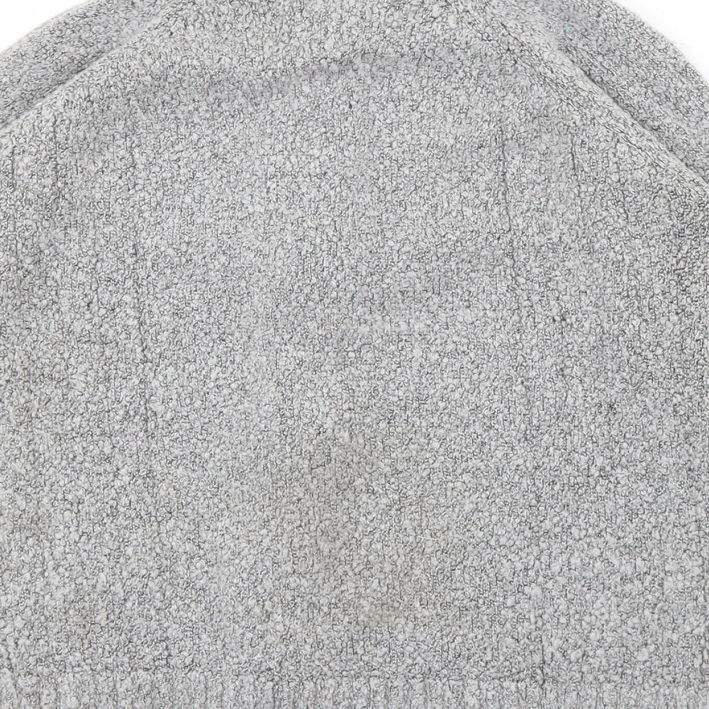 EWM Womens Grey High Neck Acrylic Cardigan Jumper Size S