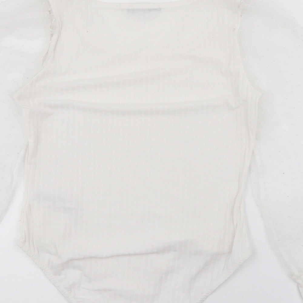 Quiz Womens White Square Neck Polyester Pullover Jumper Size 14